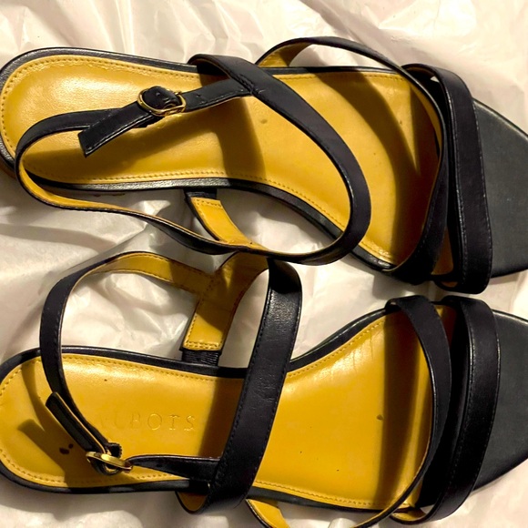 Talbots navy leather sandal flats, navy, Size 8, EUC - Picture 1 of 4